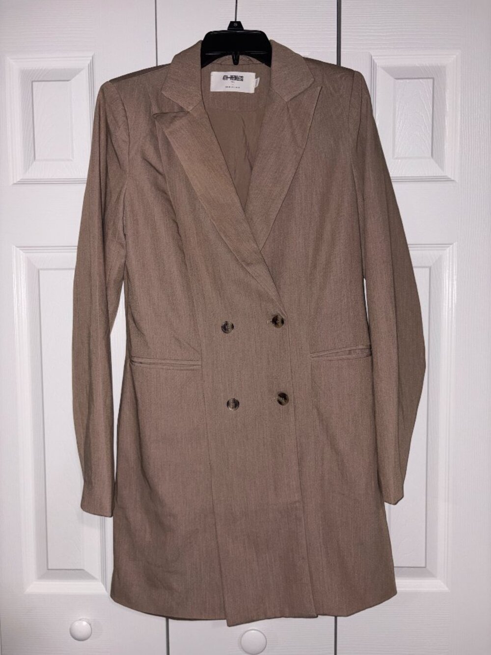Taupe Double Breasted Oversized Blazer Dress